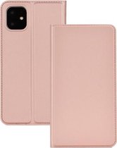 Voor iPhone 11 Pro Ultradunne spanning Gewoon magnetische zuignap TPU + PU hoes voor mobiele telefoon met klauwplaat en beugel Klauwplaat en beugel. (Roségoud)