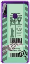 Voor Huawei Y6P 2020 Boarding Card Series Pattern TPU beschermhoes (Green New York)