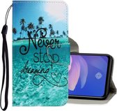 Voor Vivo Y91c 3D Gekleurde Tekening Horizontale Flip PU Lederen Case met Houder & Kaartsleuven & Portemonnee (Blue Coconut Grove)