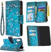 Voor Huawei P Smart Z Gekleurde Tekening Patroon Rits Horizontale Flip Lederen Case met Houder & Kaartsleuven & Portemonnee (Pruimenbloesem)