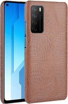 Voor Huawei Honor Play4 schokbestendige krokodiltextuur pc + PU-hoes (bruin)