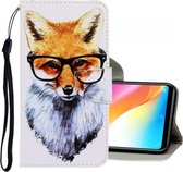 Voor Vivo Y91 / Y95 / Y91i 3D Gekleurde Tekening Horizontale Flip PU Leren Case met Houder & Kaartsleuven & Portemonnee (Vos)