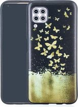 Voor Huawei P40 Lite Painted Pattern Soft TPU Case (Gold Butterflies)