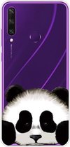 Voor Huawei Y6p (2020) Gekleurd tekeningpatroon Zeer transparant TPU beschermhoes (Panda)