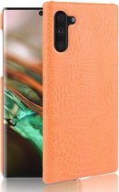 Schokbestendige krokodiltextuur pc + PU-hoes voor Galaxy Note 10 (oranje)