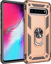 Armor Shockproof TPU + PC beschermhoes voor Galaxy S10 5G, met 360 graden rotatiehouder (goud)