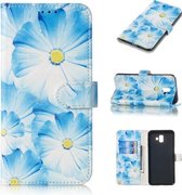 Gekleurde tekening marmer patroon horizontale flip PU lederen tas met houder & kaartsleuven & portemonnee voor Galaxy J6 + (orchidee)