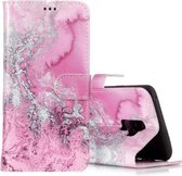 Voor Galaxy S9 + roze zeewaterpatroon horizontale lederen flip-hoes met houder en kaartsleuven en portemonnee