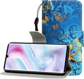 Voor Geschikt voor Xiaomi Note 10 Pro Gekleurde tekening Horizontale flip lederen tas met houder & kaartsleuf & portemonnee (Jade Butterfly)