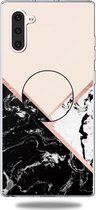 3D Marble Soft Silicone TPU Case Cover Bracket voor Galaxy Note10 (zwart en wit poeder)