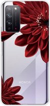 Voor Huawei Honor X10 5G schokbestendig geverfd TPU beschermhoes (rode bloem)