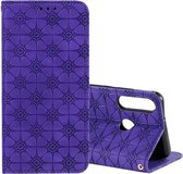 Voor Huawei Y6p (2020) Lucky Flowers Embossing Pattern Magnetische Horizontale Flip Leren Case met Houder & Kaartsleuven (Paars)