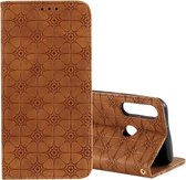 Voor Huawei Y6p (2020) Lucky Flowers Embossing Pattern Magnetische Horizontale Flip Leren Case met Houder & Kaartsleuven (Bruin)