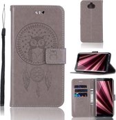 Windgong Uil Embossing Patroon Horizontale Flip Leren Case met Houder & Kaartsleuven & Portemonnee Voor Sony Xperia 10 Plus (Grijs)