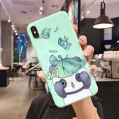 Voor iPhone X / XS TPU mobiele telefoonhoes (Bright Green Lotus Leaf Bear)
