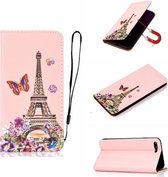 Voor iPhone SE 2020 Pure Color Painting Horizontale Flip Leather Case met Card Slot & Holder (Iron Tower)