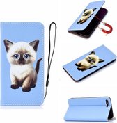 Voor iPhone SE 2020 Pure Color Painting Horizontale Flip Leather Case met Card Slot & Holder (Cat)