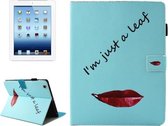Voor iPad 4/3/2 Lippen en bladeren Patroon Horizontale lederen flip-hoes met houder & portemonnee & kaartsleuven & slaap- / wekfunctie & penhouder
