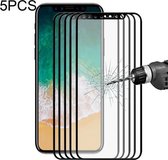 5 STKS ENKAY Hat-Prince voor iPhone X 0.26mm 9H Oppervlaktehardheid 2.5D Explosieveilige volledig scherm gehard glas Screen Film (zwart)