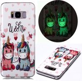 Voor Samsung Galaxy S8 + lichtgevende TPU zachte beschermhoes (paar eenhoorn)