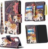 Voor Samsung Galaxy A81 Gekleurde Tekening Patroon Rits Horizontale Flip Lederen Case met Houder & Kaartsleuven & Portemonnee (Bloem Olifanten)