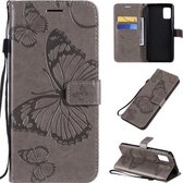 Voor Samsung Galaxy A51 5G 3D vlinders reliëf patroon horizontale flip lederen tas met houder & kaartsleuf & portemonnee (grijs)