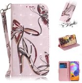 Voor Galaxy A31 3D Gekleurde Tekening Horizontale Flip Leren Case met Houder & Kaartsleuf & Portemonnee & Lanyard (Vlinder Hoge Hakken)