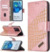 Voor Samsung Galaxy S20 Ultra Bijpassende Kleur Krokodil Textuur Horizontale Flip PU Lederen Case met Portemonnee & Houder & Kaartsleuven (Rose Goud)
