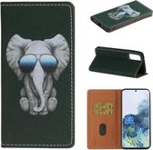 Voor Samsung Galaxy Note20 Pure Color Painting Horizontale Flip Leather Case met Card Slot & Holder (Elephant)