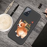 Voor Galaxy A71 Cartoon Animal Pattern Shockproof TPU beschermhoes (Black Corgi)