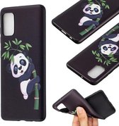 Voor Samsung Galaxy A41 TPU zachte beschermhoes met reliëfpatroon (Panda en bamboe)