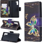 Gekleurde tekening patroon horizontale flip lederen tas met houder & kaartsleuven & portemonnee voor Galaxy Note10 (grote vlinder)