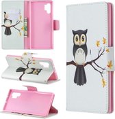 Gekleurde tekening patroon horizontaal Flip lederen tas met houder & kaartsleuven & portemonnee voor Galaxy Note10 + (Owl on the Tree)