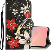 Voor Galaxy S10 3D Gekleurde Tekening Horizontale Flip PU Leren Case met Houder & Kaartsleuven & Portemonnee (Rode Bloem)