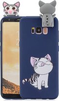 Voor Galaxy S8 Plus Cartoon schokbestendige TPU beschermhoes met houder (kat)