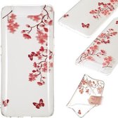 Coloured Drawing Transparant Clear TPU Case voor Galaxy A80 / A90 (esdoornbladeren)