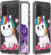 Voor Galaxy S20 + 2 in 1 pc + TPU-kaartpatroon transparant beschermhoes (Star Unicorn)