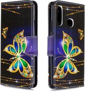 Voor Galaxy A70e Gekleurde Tekening Horizontale Flip Leren Case met Houder & Kaartsleuven & Portemonnee (Grote Vlinder)