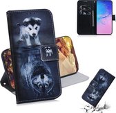 Voor Galaxy S10 Lite (A91) 3D Gekleurde Tekening Horizontale Flip Leren Case met Houder & Kaartsleuf & Portemonnee (Wolf en Hond)