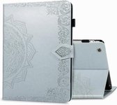 Voor iPad 2/3/4 Halverwege Mandala Reliëfpatroon Horizontale Flip PU lederen tas met kaartsleuven en houder (zilver)