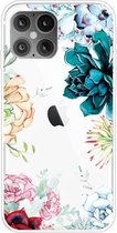 Voor iPhone 12/12 Pro schokbestendig geverfd transparant TPU beschermhoes (Gem Flower)