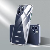 Voor iPhone 12 Pro Max Color Button Clear Volledige dekking Schokbestendig TPU-hoesje (transparant + groen)