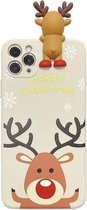 Voor iPhone 11 Pro Max Christmas Series Painted Pattern Liquid TPU Case (White Elk)