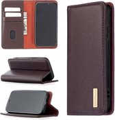 Voor iPhone 12 mini 2 in 1 afneembare magnetische horizontale flip lederen hoes met houder & kaartsleuven en portemonnee (donkerbruin)
