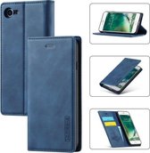 LC.IMEEKE Sterk magnetisme Ultradunne horizontale flip schokbestendige matte TPU + PU lederen tas met houder & kaartsleuven en portemonnee voor iPhone SE 2020/8/7 (blauw)