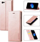 LC.IMEEKE Sterk magnetisme Ultradunne horizontale flip schokbestendige matte TPU + PU lederen tas met houder & kaartsleuven en portemonnee voor iPhone 6 Plus / 6s Plus (roségoud)