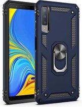 Sergeant Armor Shockproof TPU + PC beschermhoes voor Galaxy A7 2018, met 360 graden rotatiehouder (blauw)