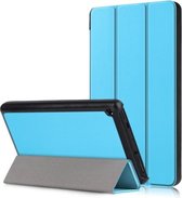 Custer Texture horizontale flip lederen tas voor Amazon New Fire 7 2019, met drie-vouwbare houder (hemelsblauw)