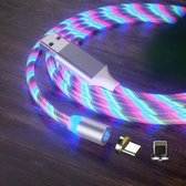 2-in-1 USB naar 8-pins + Type-c / USB-C Magnetische Absorptie Kleurrijke Streamer Oplaadkabel voor mobiele telefoon, lengte: 2m (gekleurd licht)