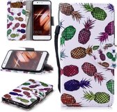 Voor Huawei P10 Gekleurd tekeningpatroon Horizontaal Flip TPU + PU lederen hoesje met houder & kaartsleuven & portemonnee & lanyard (gekleurde ananas)